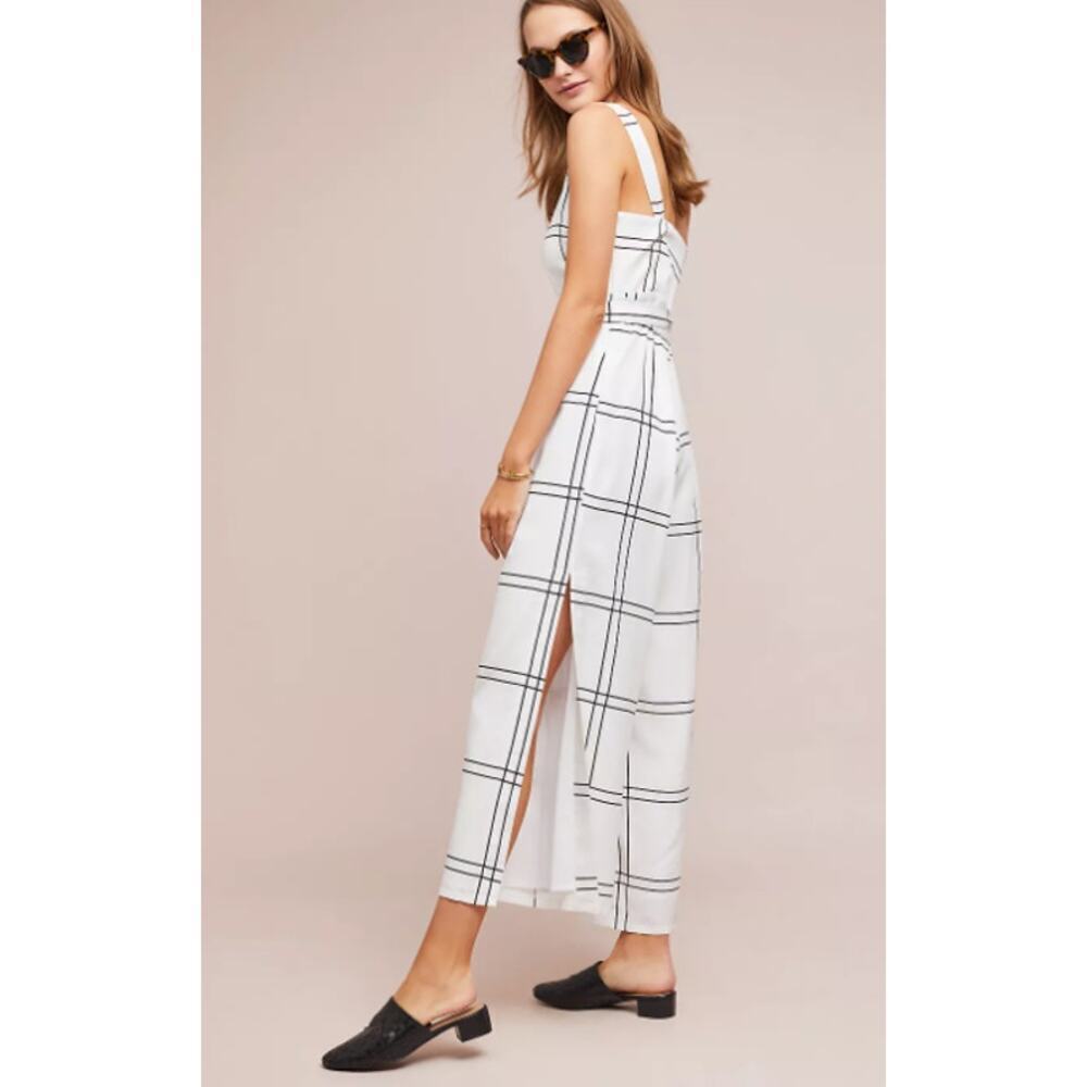 Anthropologie Sancia Valou Jumpsuit in White Windowpane Large - Picture 3 of 12